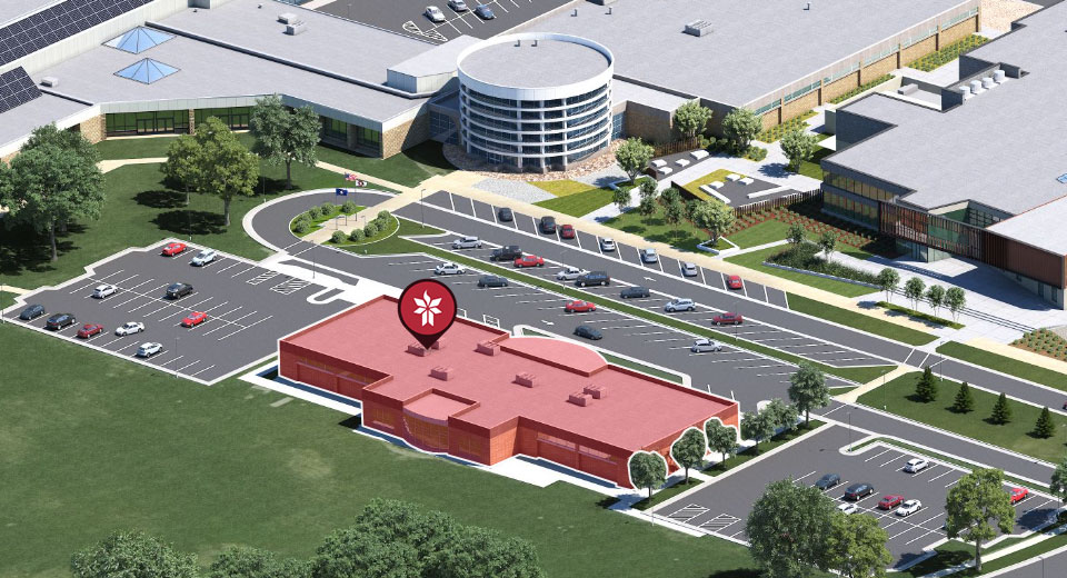 Overhead view of UNAR location in building
