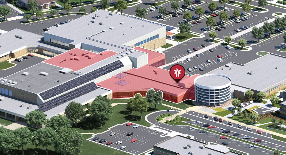 Overhead view of HR location in building